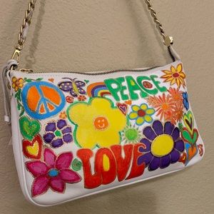 Hand painted Italian made boho bag.